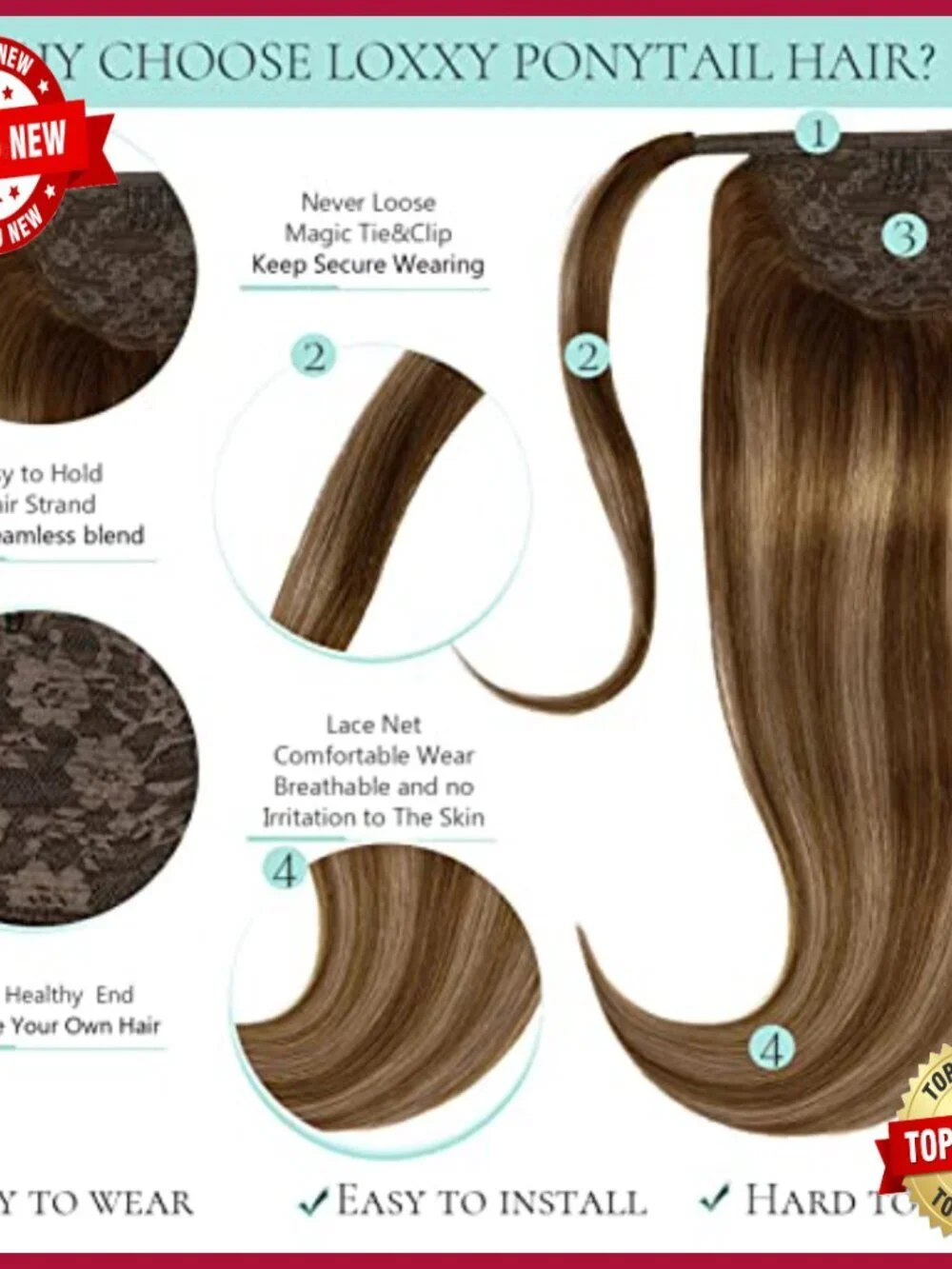 18 Inch Human Hair Ponytail Extension Clip On Straight 80g